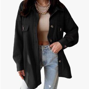 Women's Black Corduroy Shirt Jacket